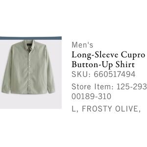 Abercrombie Men's Long-Sleeve Button-Up Shirt in frosty olive